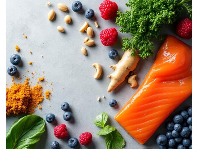 Colorful anti-inflammatory foods like turmeric, ginger, berries