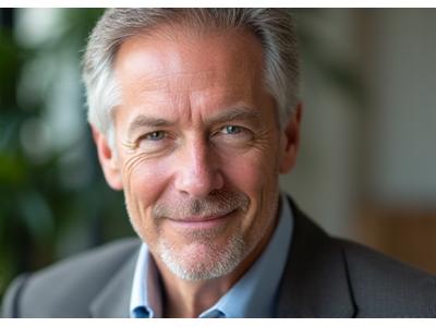 Professional headshot of a compassionate male counselor in his 50s