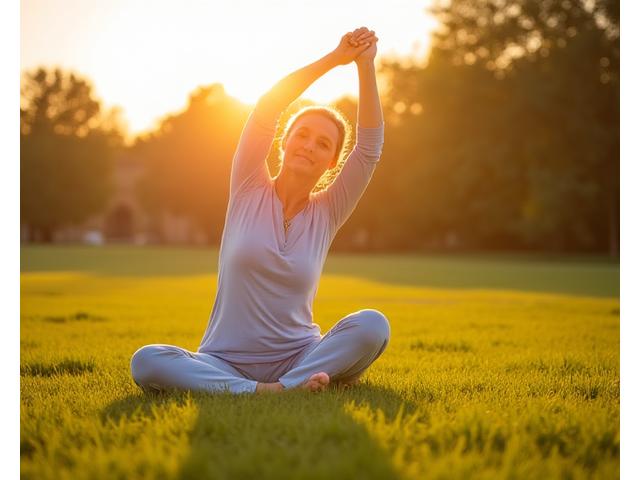 Person stretching outdoors, symbolizing joint health and mobility.